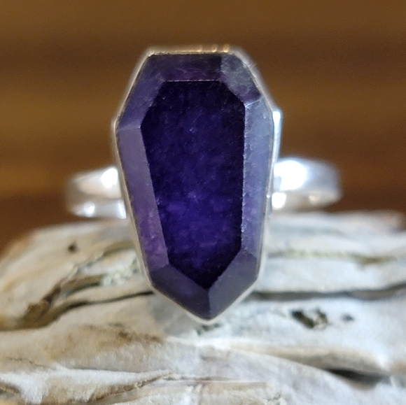 Handcrafted Jewelry - Native Amethyst Gemstone Ring 8 Sterling Silver 925 Boho Size Womens Jewelry